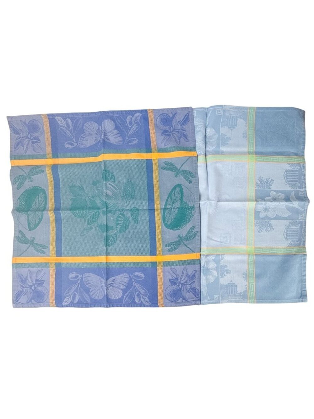 Le Jacquard Francais Cotton Blue Square Floral Provencal Napkins Set Of 2